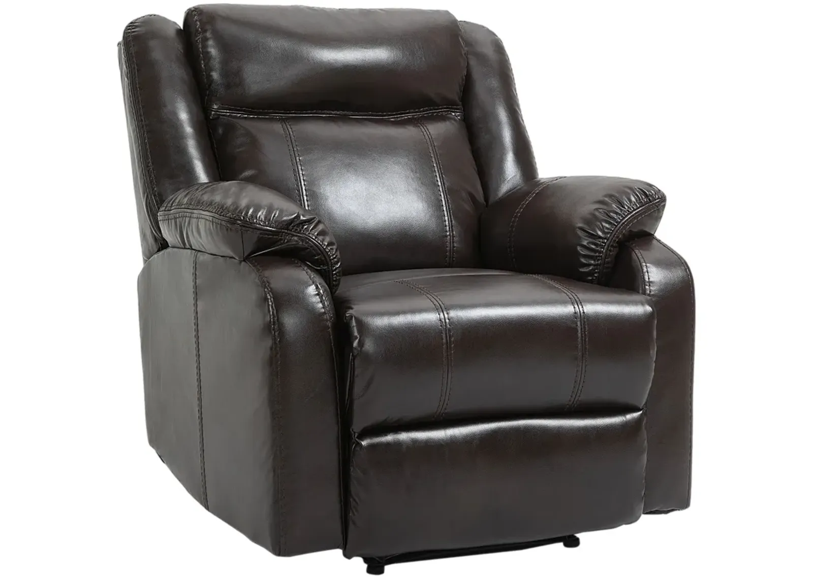 Brown Living Room Comfort: PU Leather Manual Recliner Sofa with Footrest