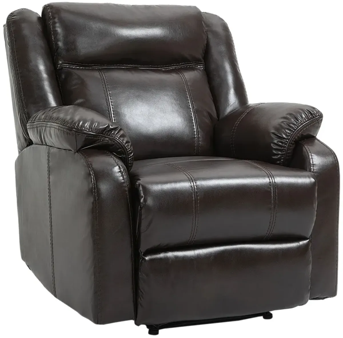 Brown Living Room Comfort: PU Leather Manual Recliner Sofa with Footrest