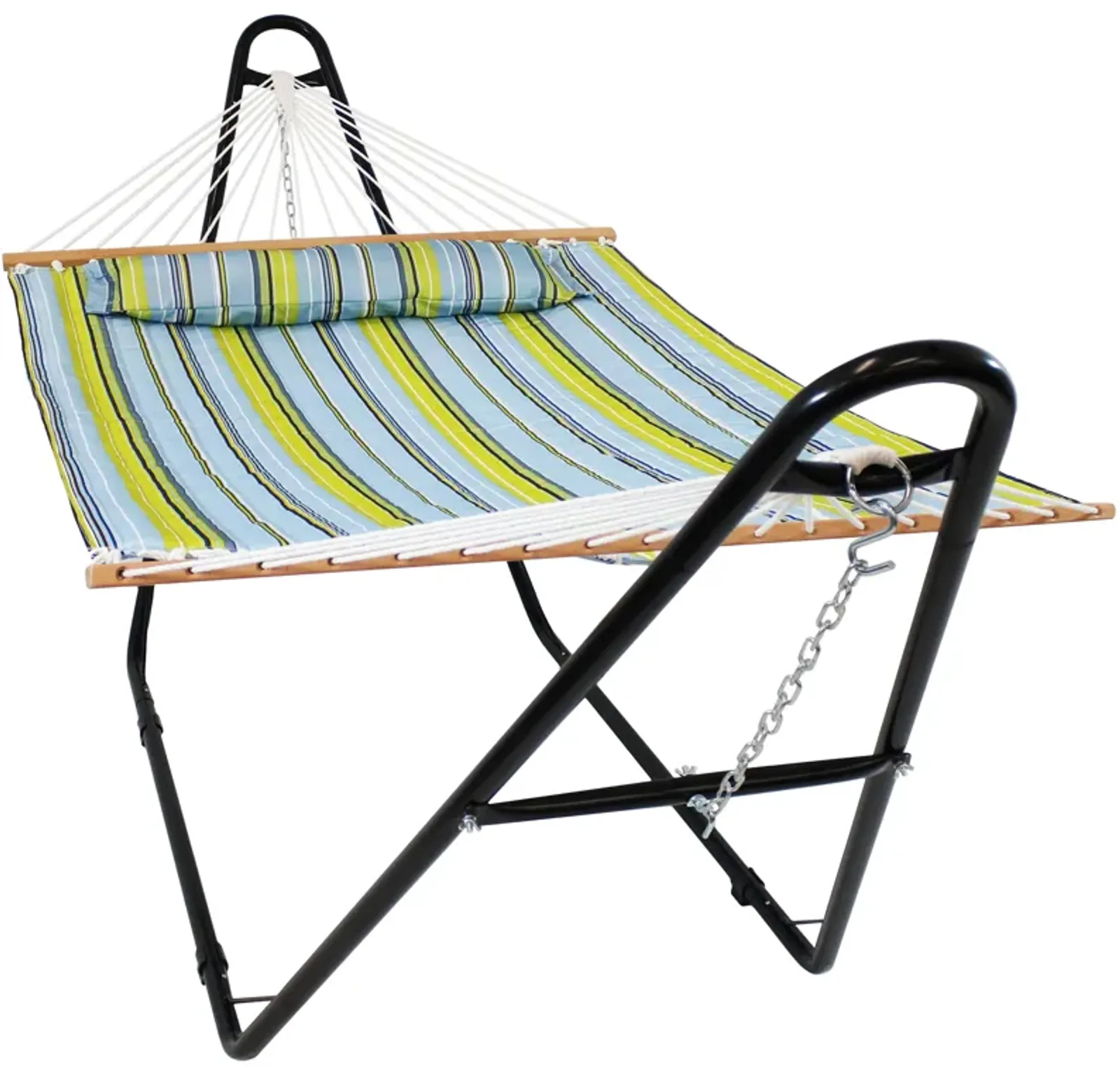 Sunnydaze 2-Person Quilted Hammock with Universal Steel Stand