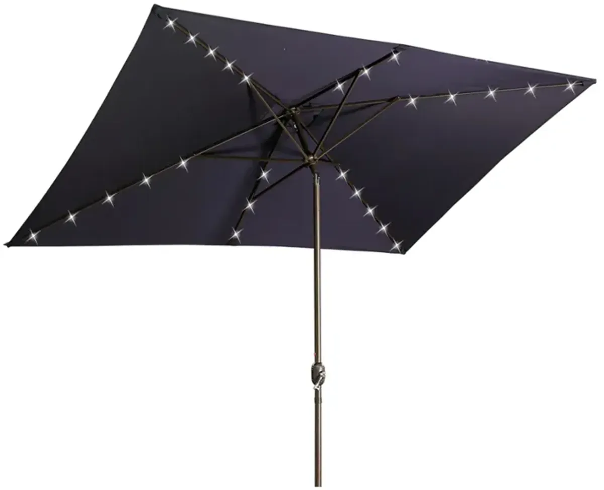 MONDAWE 10ft Rectangular Solar LED Market Patio Umbrella