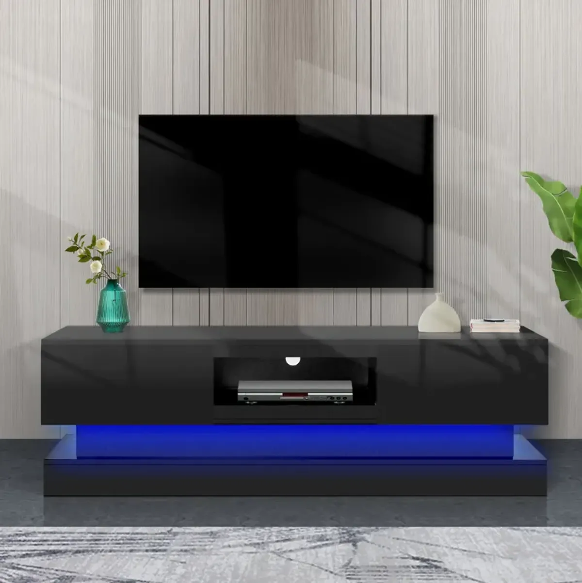 Hivvago 63 inches Modern and Simple Design Television Stand Organizing Cabinet with LED Light