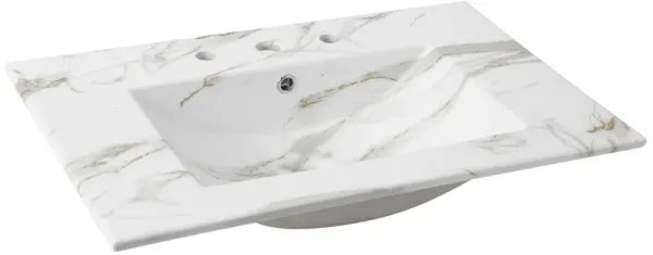 Ancillary 3-Hole Classic Contemporary Rectangular Ceramic Single Sink Basin Vanity Top