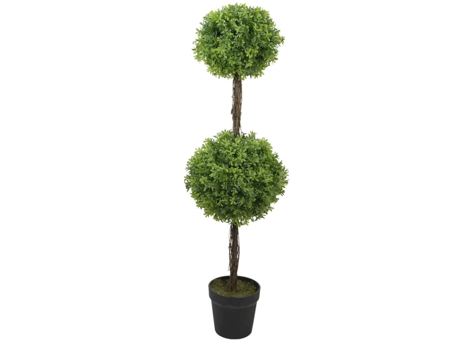 36" Green Double Sphere Artificial Boxwood Topiary Potted Plant