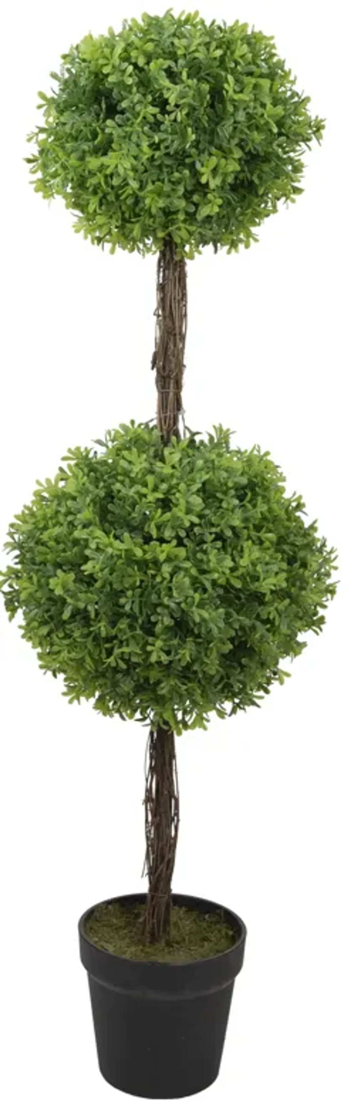 36" Green Double Sphere Artificial Boxwood Topiary Potted Plant