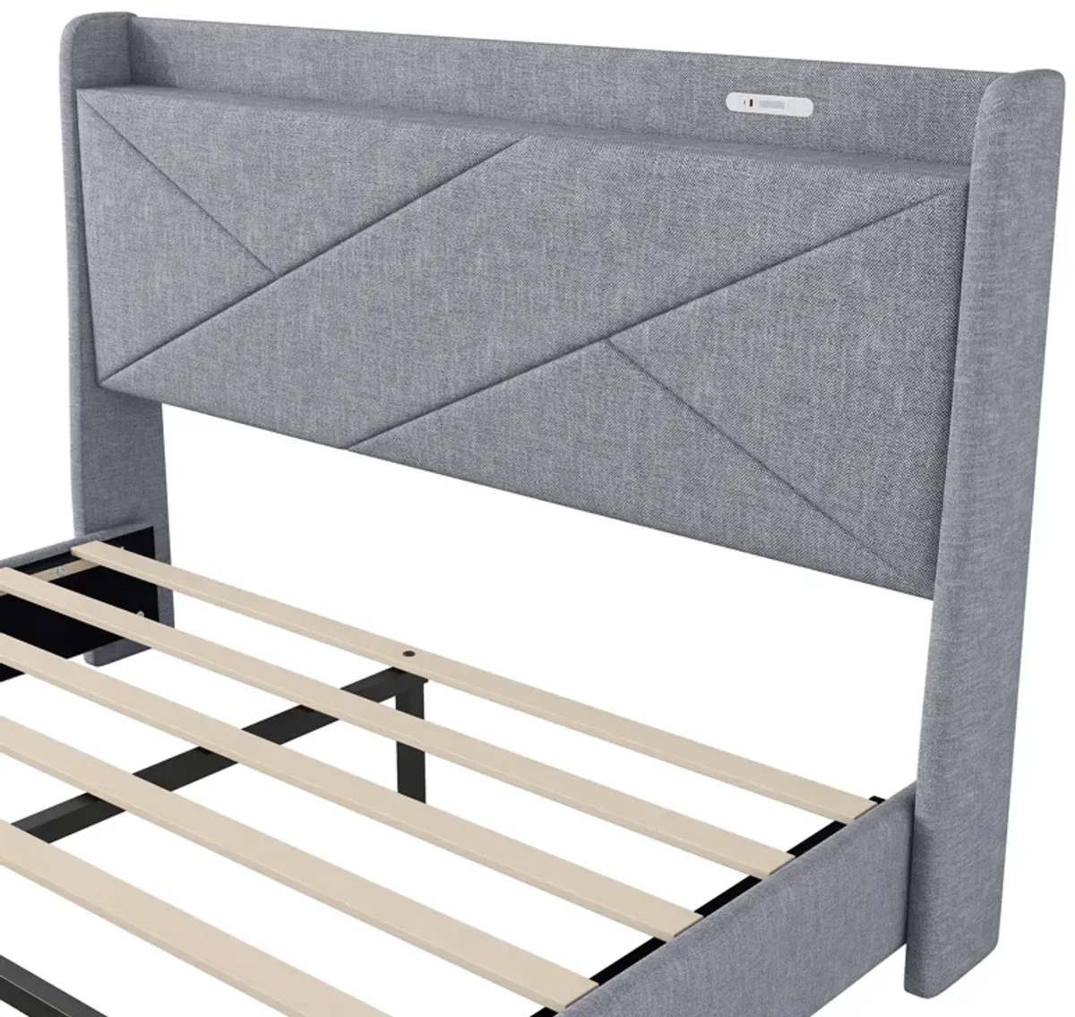 Merax Modern Platform Bed with Storage Headboard