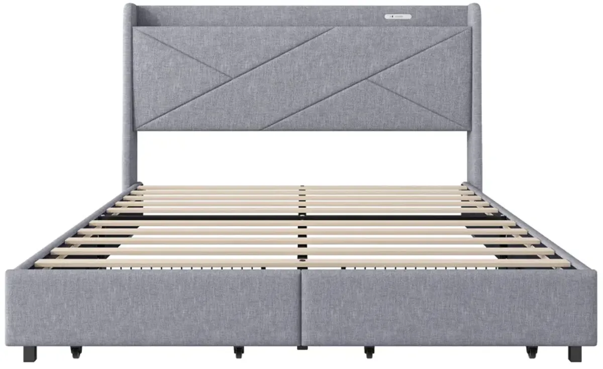 Merax Modern Platform Bed with Storage Headboard