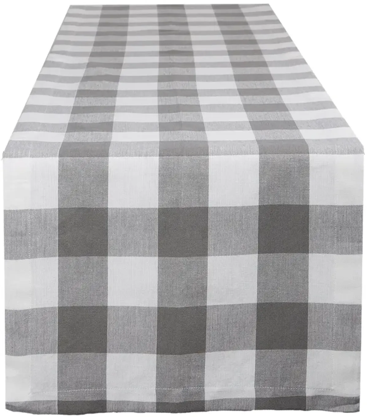14" x 108" Gray and White Checkered Table Runner