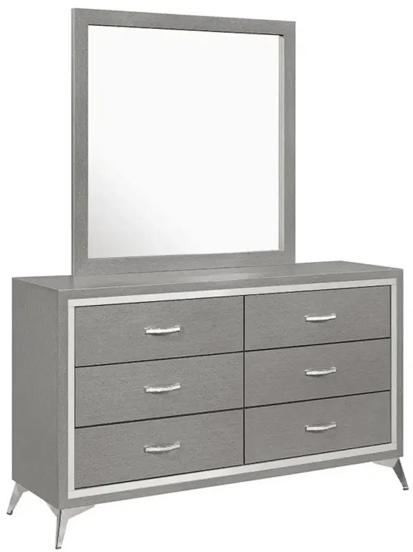 New Classic Furniture Huxley Wood 6-Drawer Dresser with Mirror, Gray