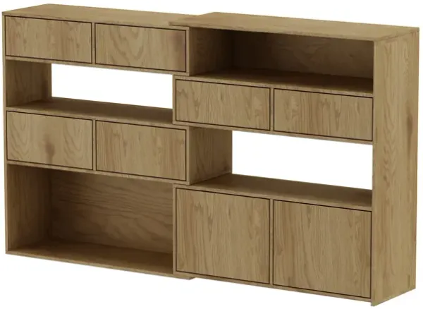 FUFU&GAGA Modern Wooden Pull-Out Drawer Cabinet, P2 MDF, Oak Finish (31.5" W x 35" H x 11.8" D), Oak