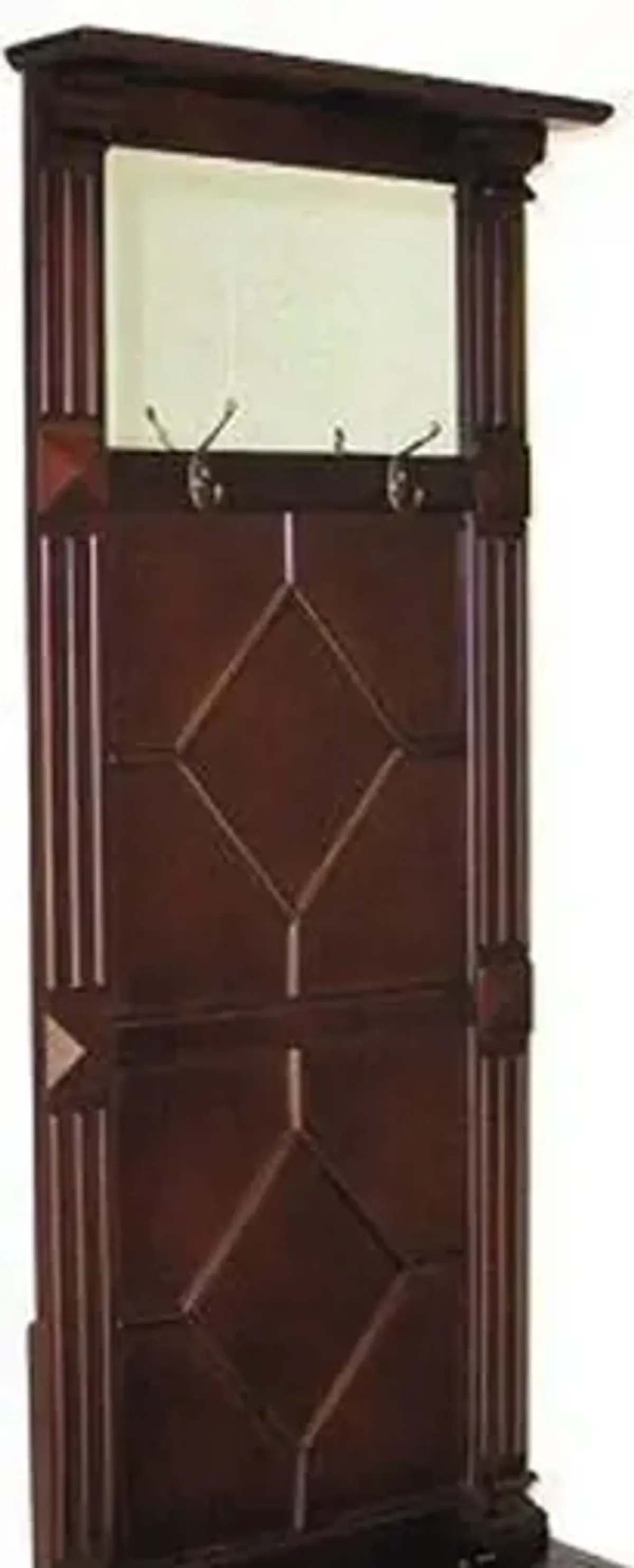 Molded Wooden Frame Hall Tree with Lift Top Box and Mirror Insert, Brown-Benzara