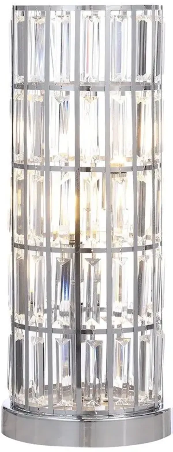 Wanda 20-inch Crystal Shade Bedside Table Lamp Silver