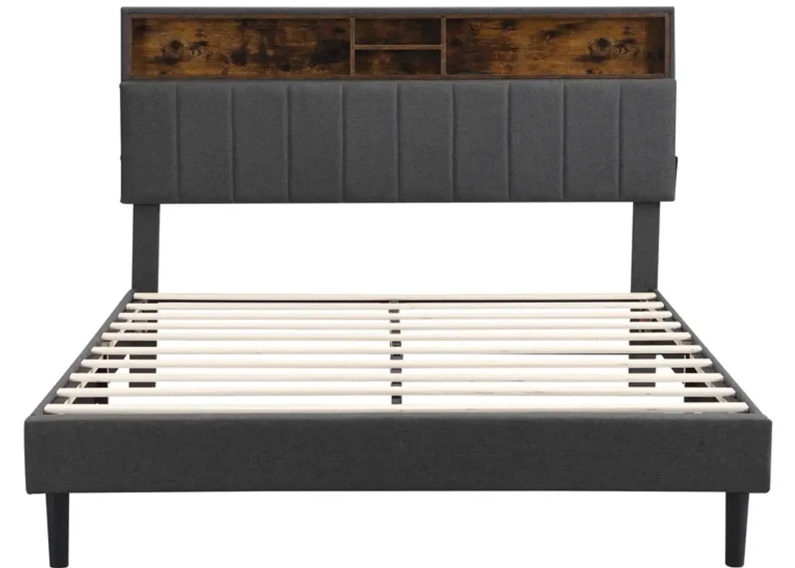 Merax Upholstered Platform Bed with Storage Headboard