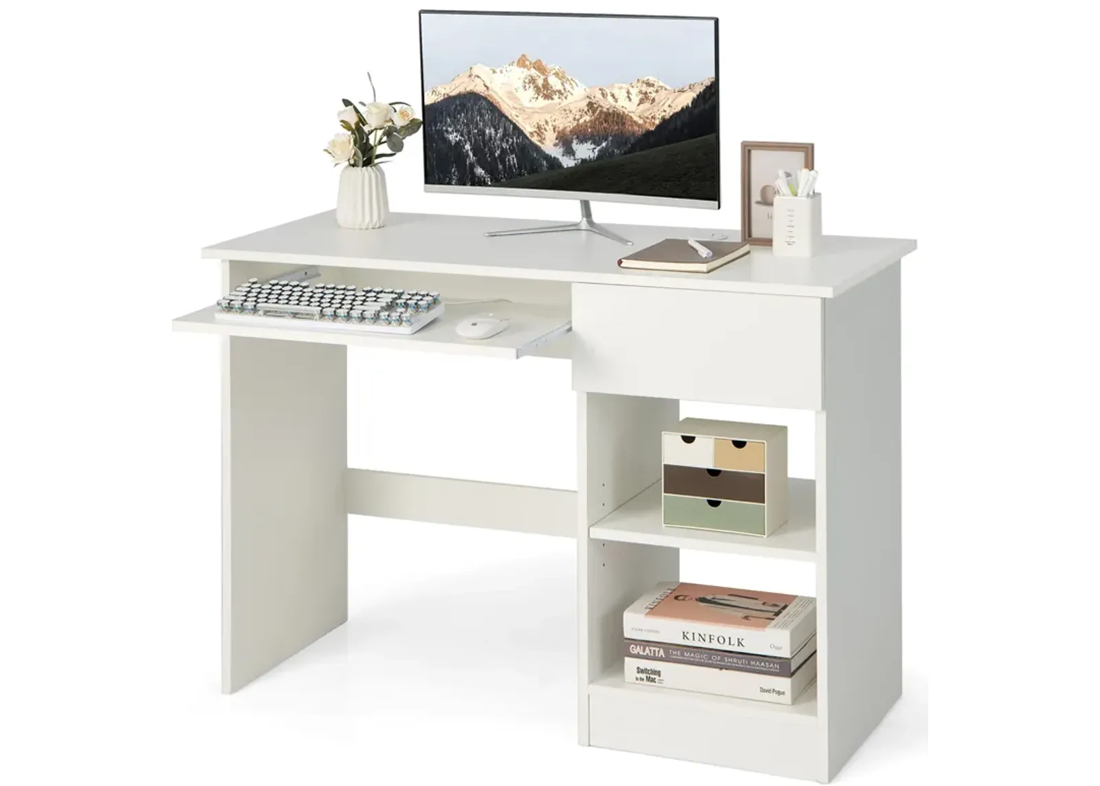 Costway Computer Desk Home Office Workstation Study Laptop Table w/Keyboard Tray Drawer