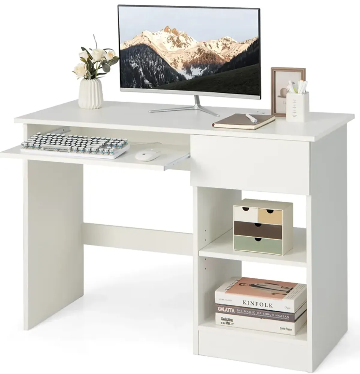 Costway Computer Desk Home Office Workstation Study Laptop Table w/Keyboard Tray Drawer