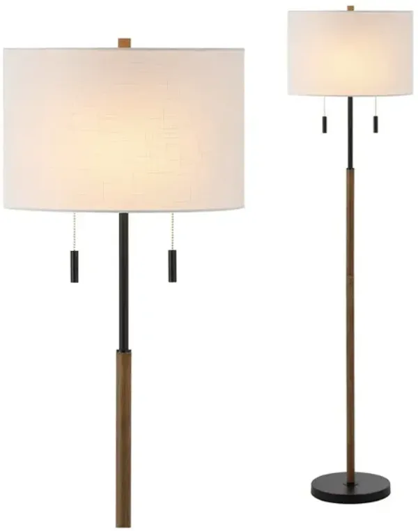 Maude Rustic Farmhouse Iron Candlestick Pull Chains LED Floor Lamp