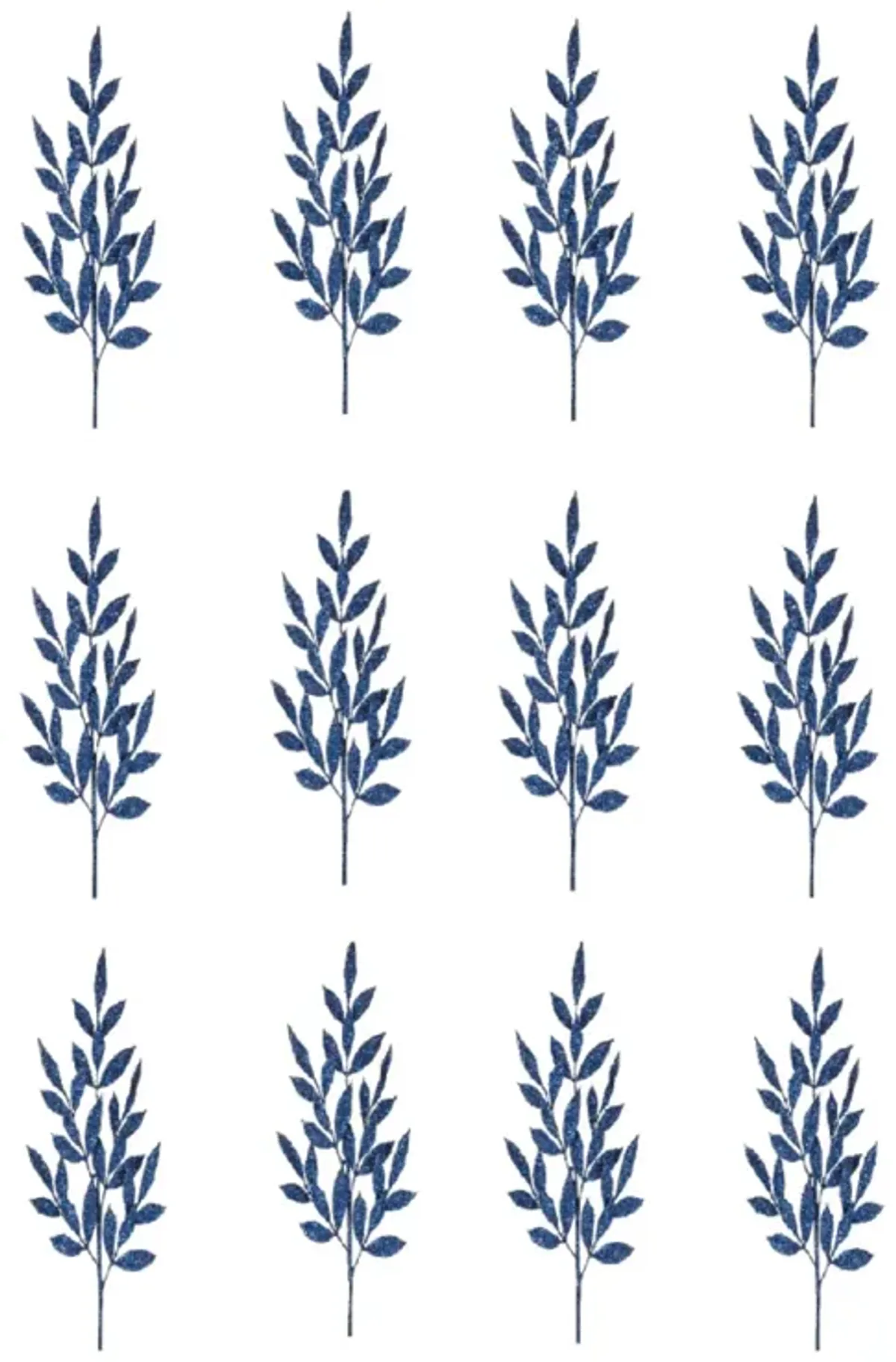 Set of 12 Glittered Leaf Sprays - Ideal for Seasonal Crafting and Decor