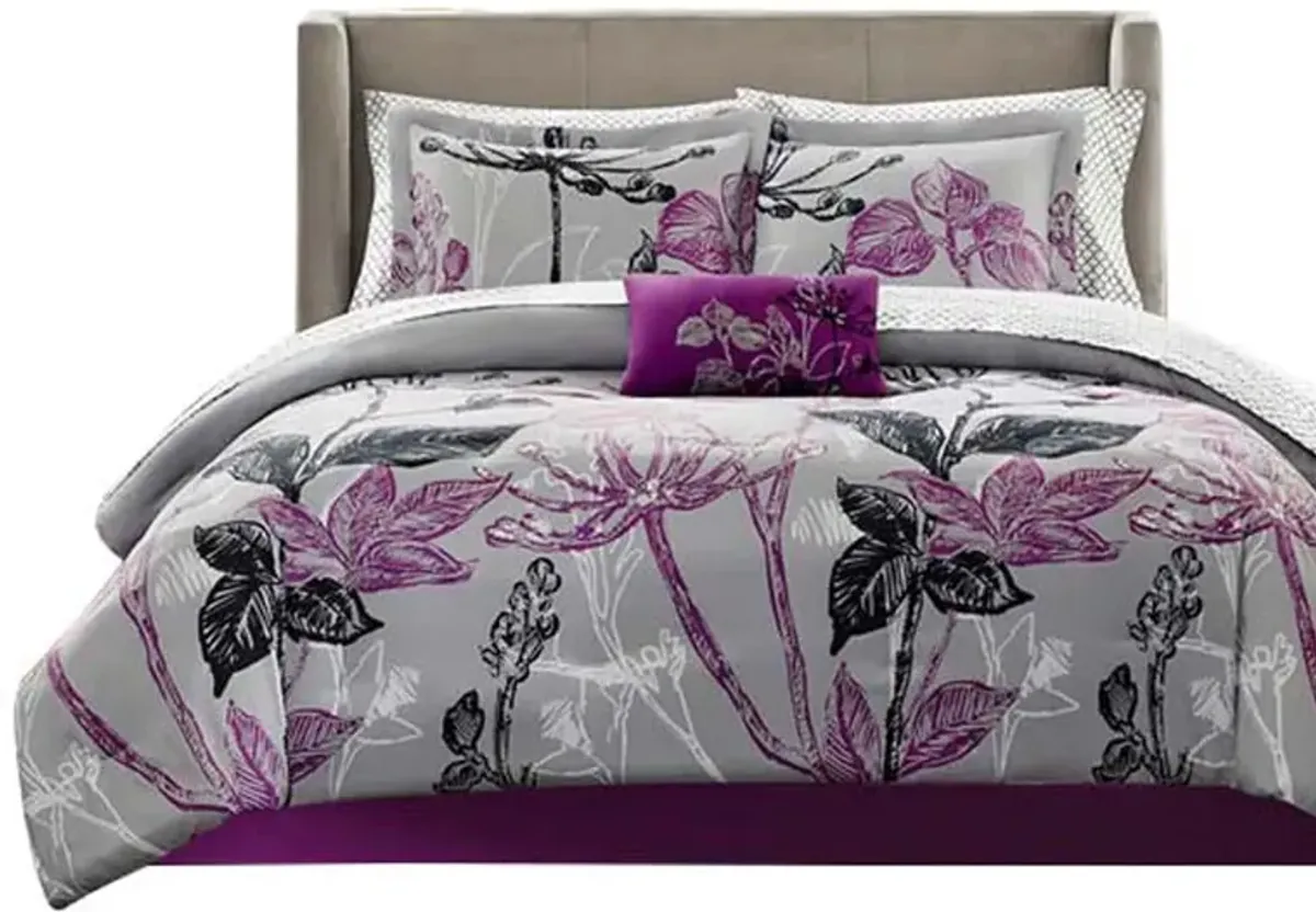 Gracie Mills Kelley 9-Piece Floral Comforter Set with Cotton Sheets