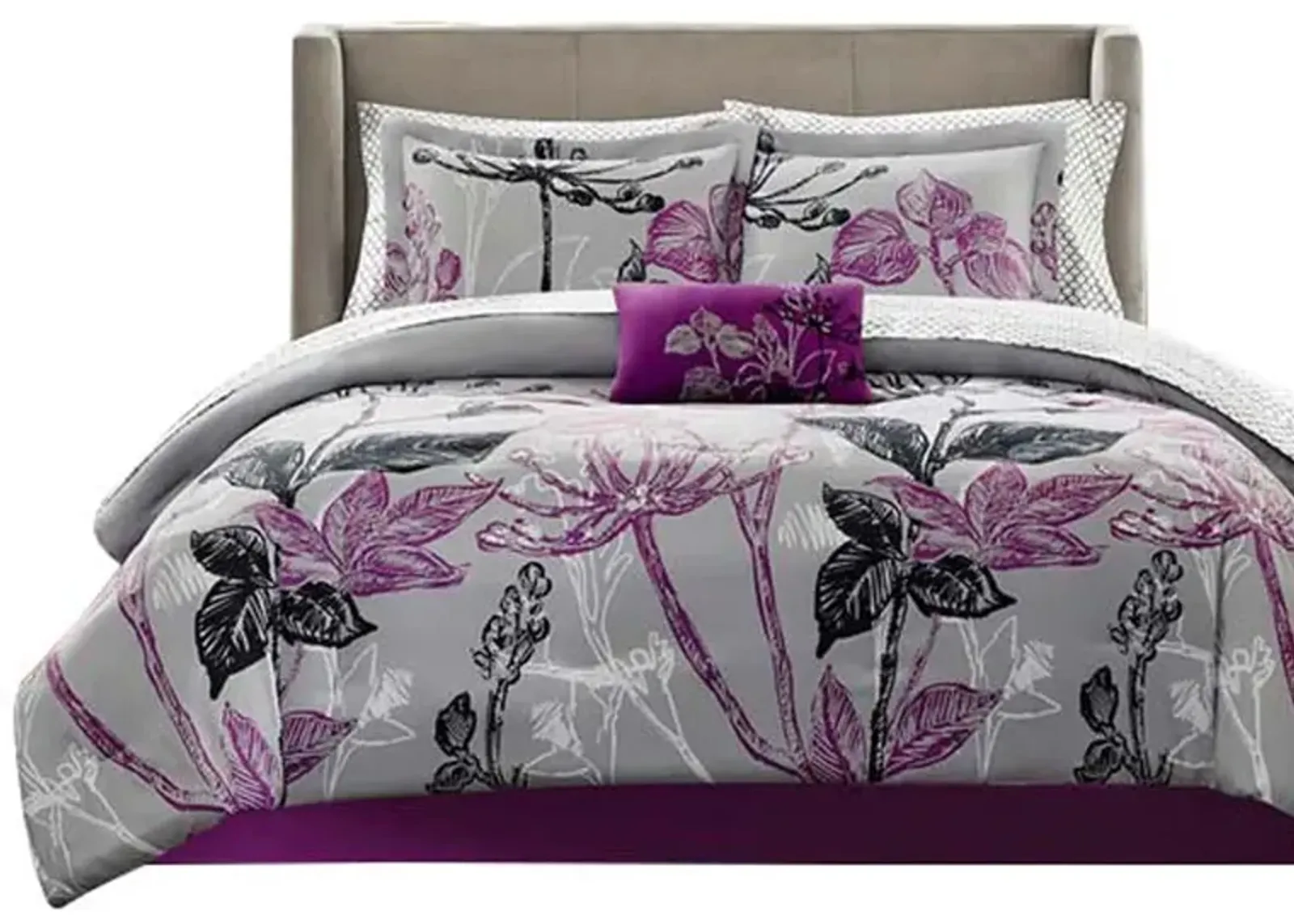 Gracie Mills Kelley 9-Piece Floral Comforter Set with Cotton Sheets