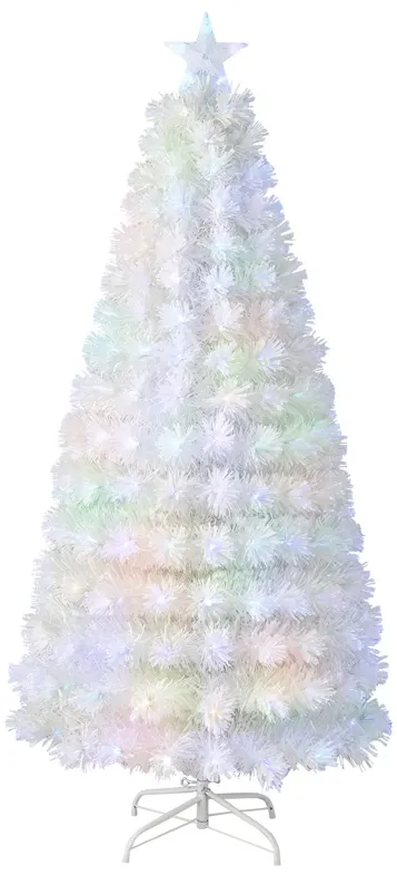 Feet Pre-Lit Fiber Optic White Snow-Flocked Artificial Christmas Tree