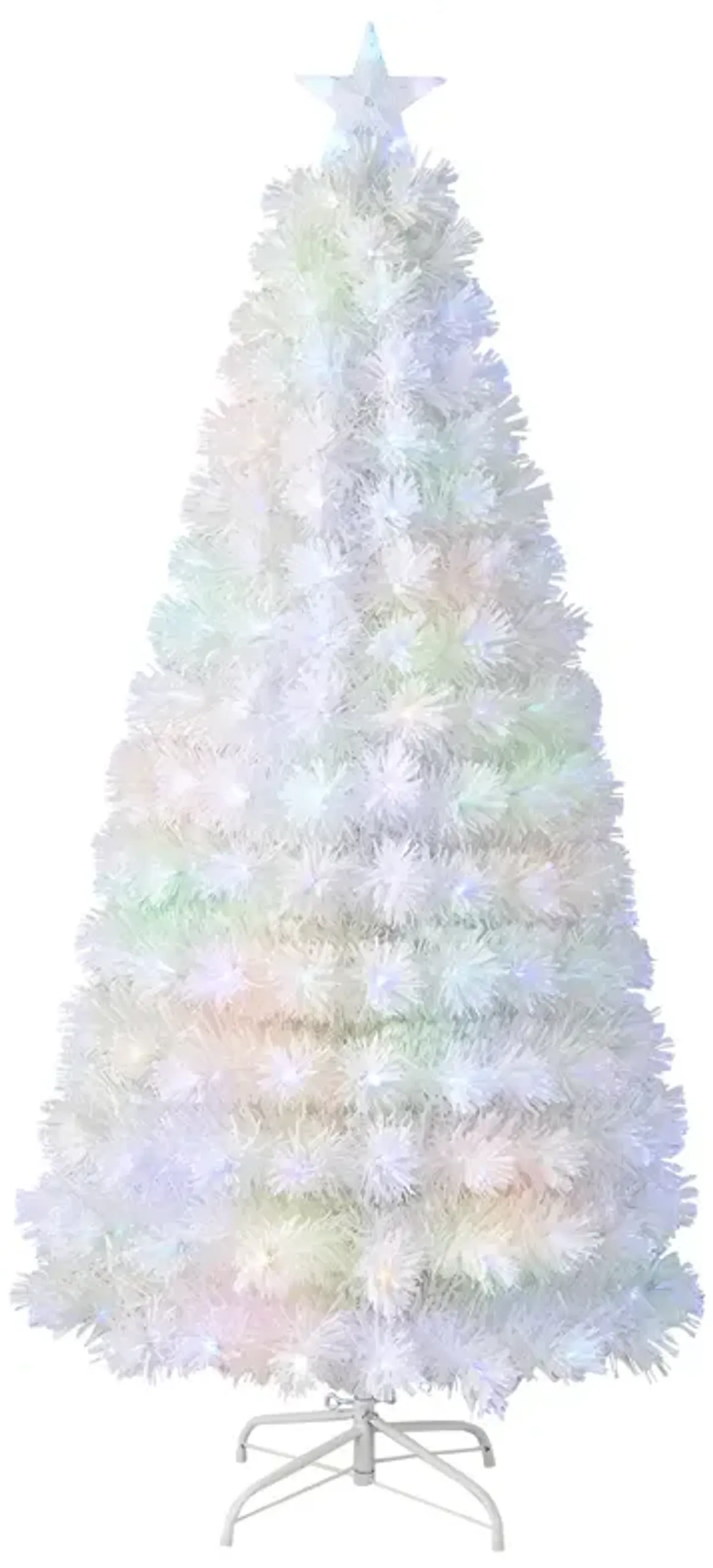 5/6/7 Feet Pre-Lit Fiber Optic White Snow-Flocked Artificial Christmas Tree