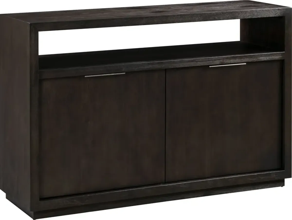 Oxford Solid Wood 54 inch Media Console in Basalt Grey