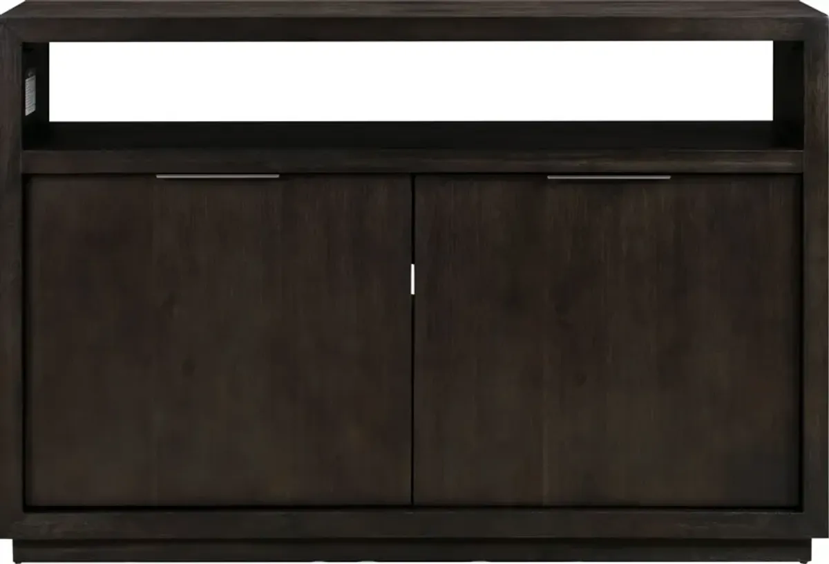 Oxford Solid Wood 54 inch Media Console in Basalt Grey