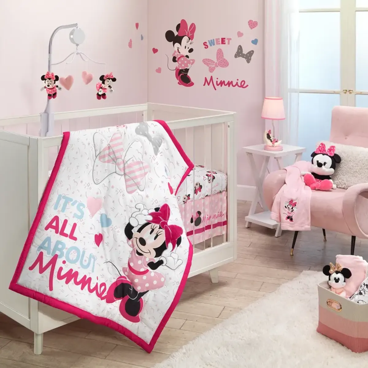 Lambs & Ivy Disney Baby Minnie Mouse Love Wall Decals/Stickers with Hearts/Bows