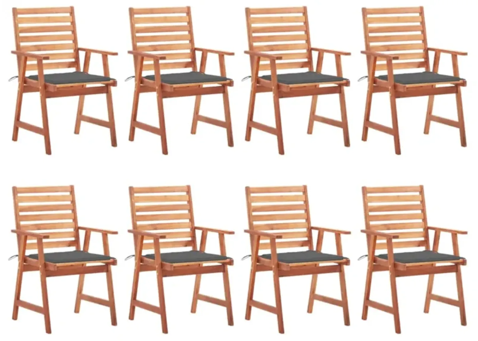 vidaXL Patio Dining Chairs 8 pcs with Cushions Solid Acacia Wood