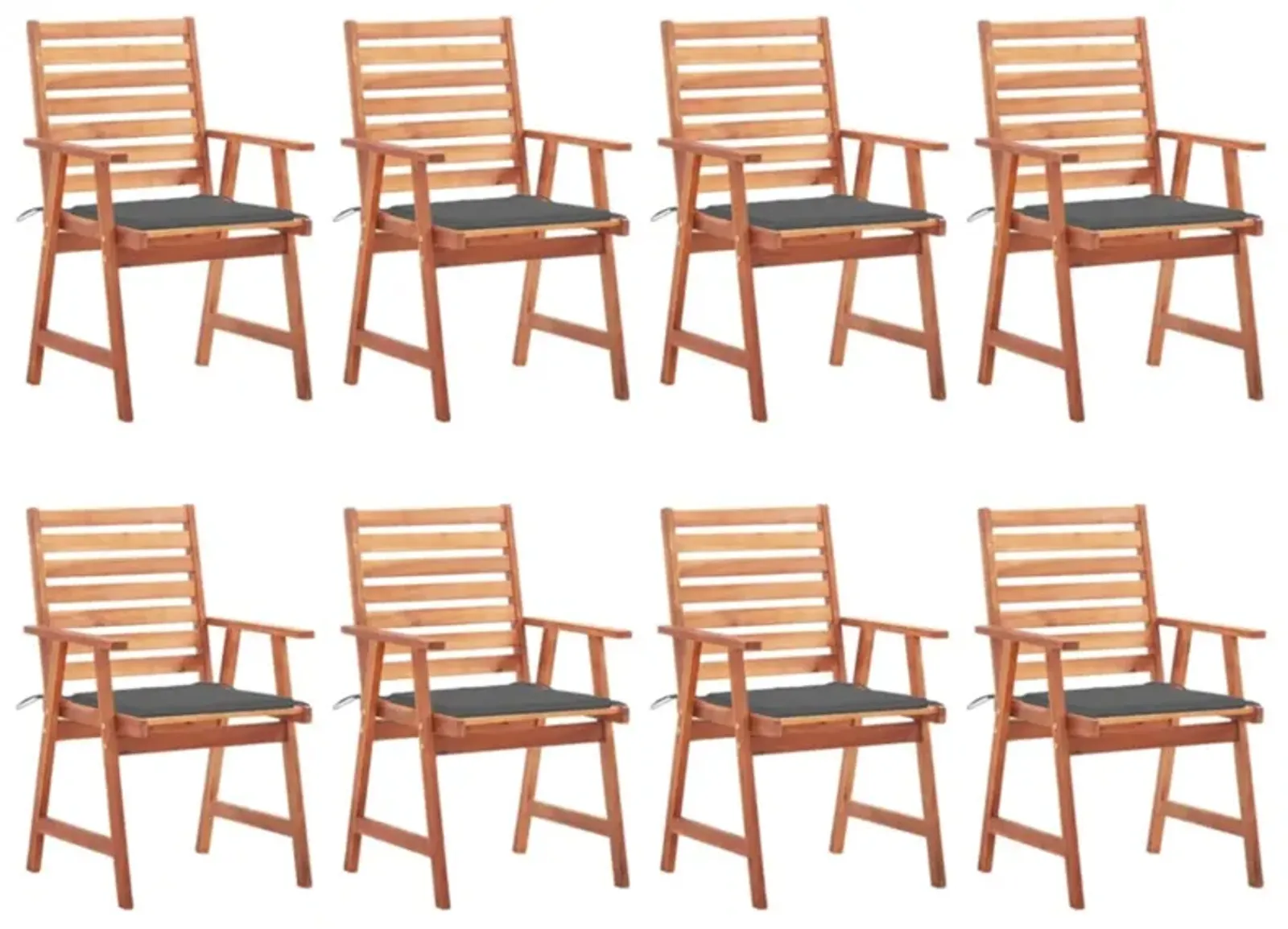 vidaXL Patio Dining Chairs 8 pcs with Cushions Solid Acacia Wood