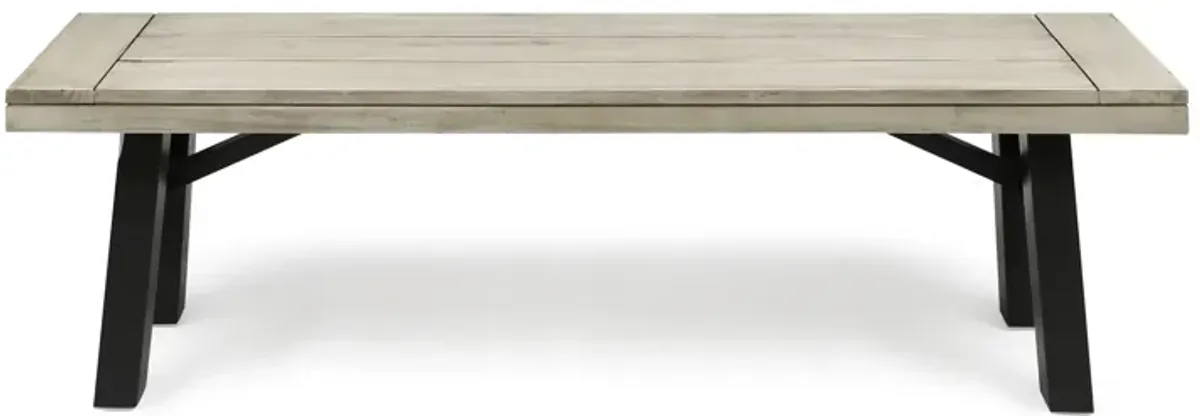 Wren Outdoor Bench Set of 2, Slat Panel, 63 Inch Gray Acacia Wood - Benzara