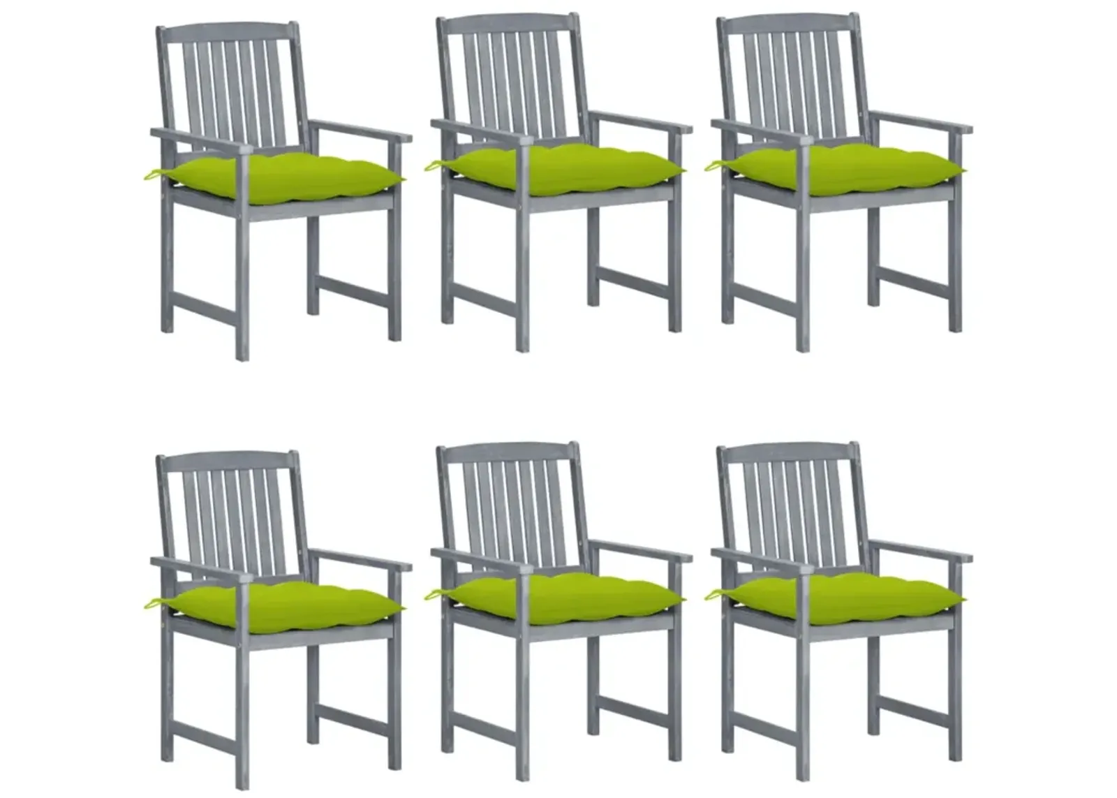 vidaXL Patio Chairs with Cushions 6 pcs Solid Acacia Wood Gray