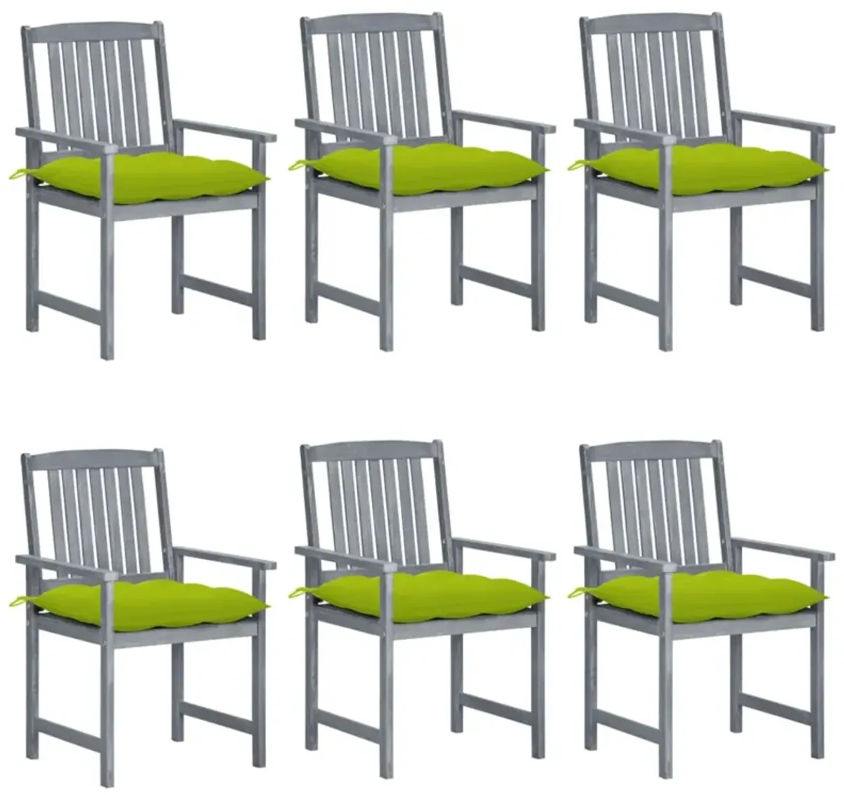 vidaXL Patio Chairs with Cushions 6 pcs Solid Acacia Wood Gray