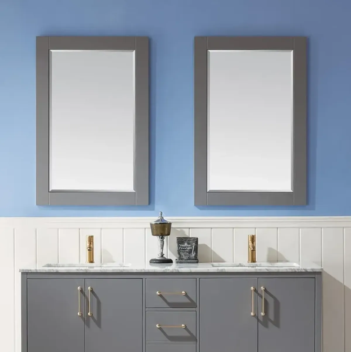 Altair 24 Rectangular Bathroom Wood Framed Wall Mirror in Gray