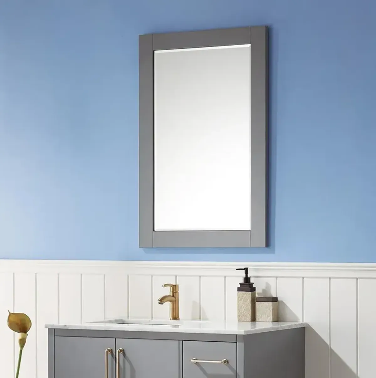 Altair 24 Rectangular Bathroom Wood Framed Wall Mirror in Gray