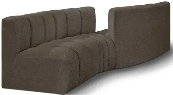 Meridian Furniture Arc Brown Boucle Fabric Modular Sofa