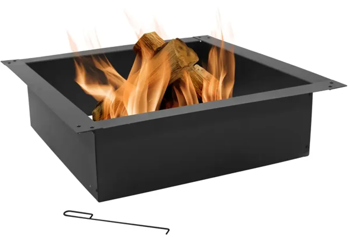 Sunnydaze Heavy-Duty Steel Above/In-Ground Square Fire Pit Rim Liner