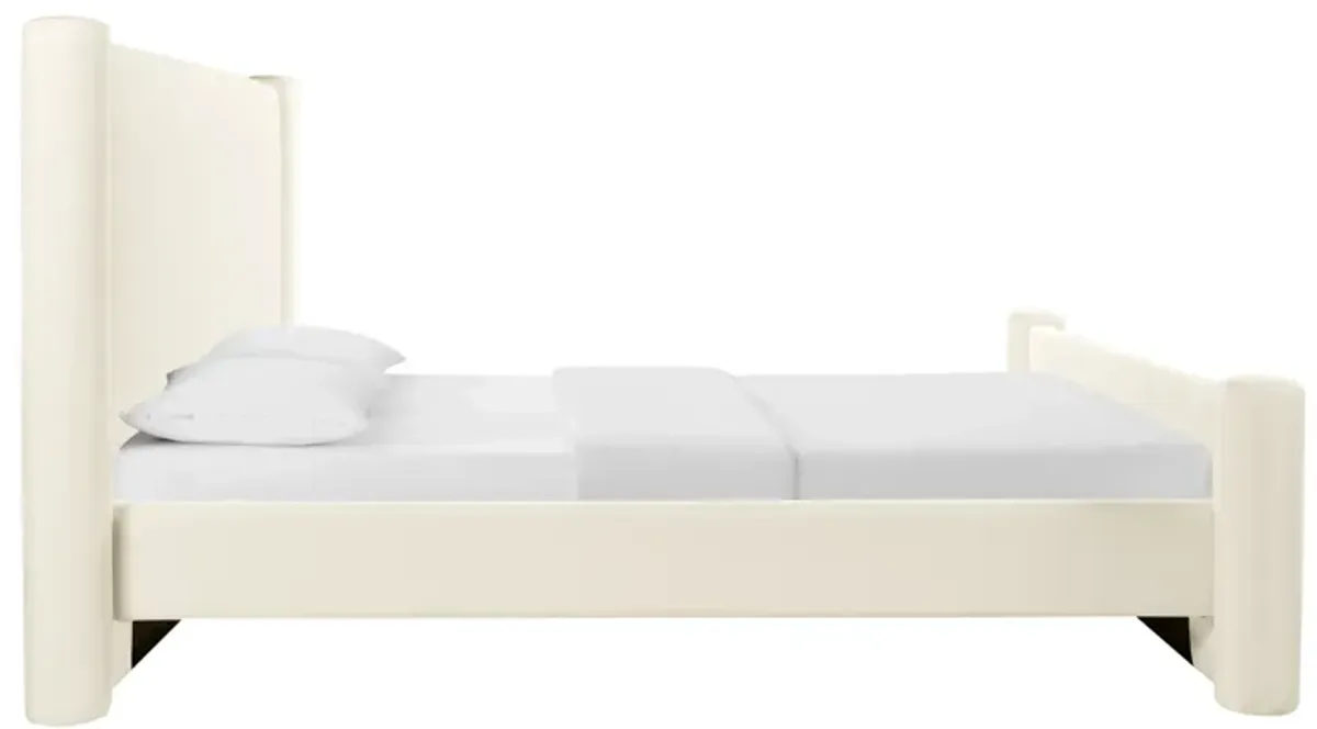 Athara Cream Velvet Full Bed