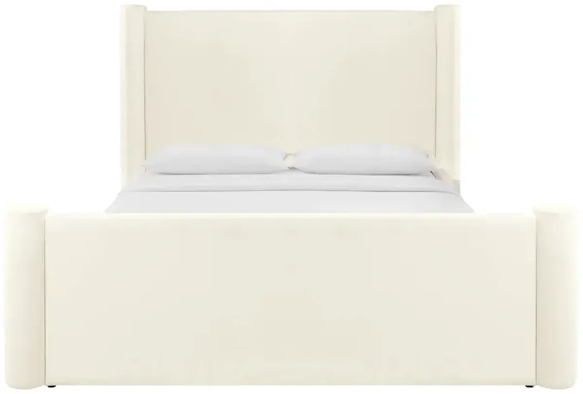 Athara Cream Velvet Full Bed