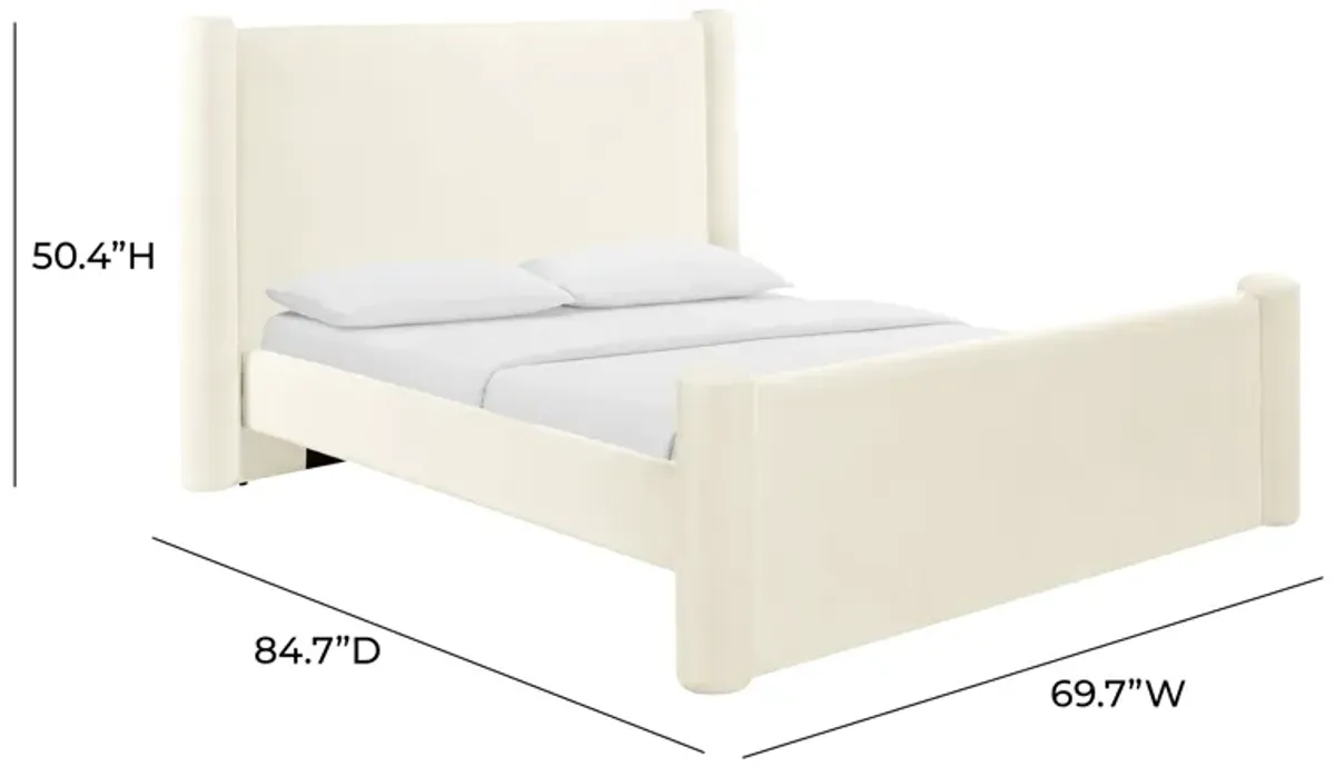 Athara Cream Velvet Full Bed