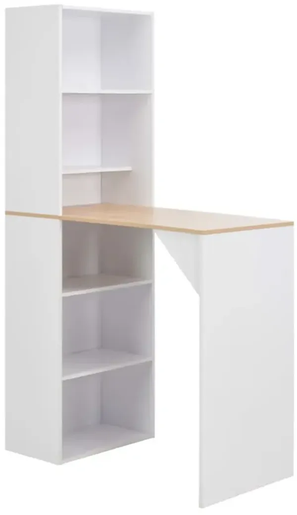 Wall Mounted Folding Desk Compact Cabinet with Storage Shelves
