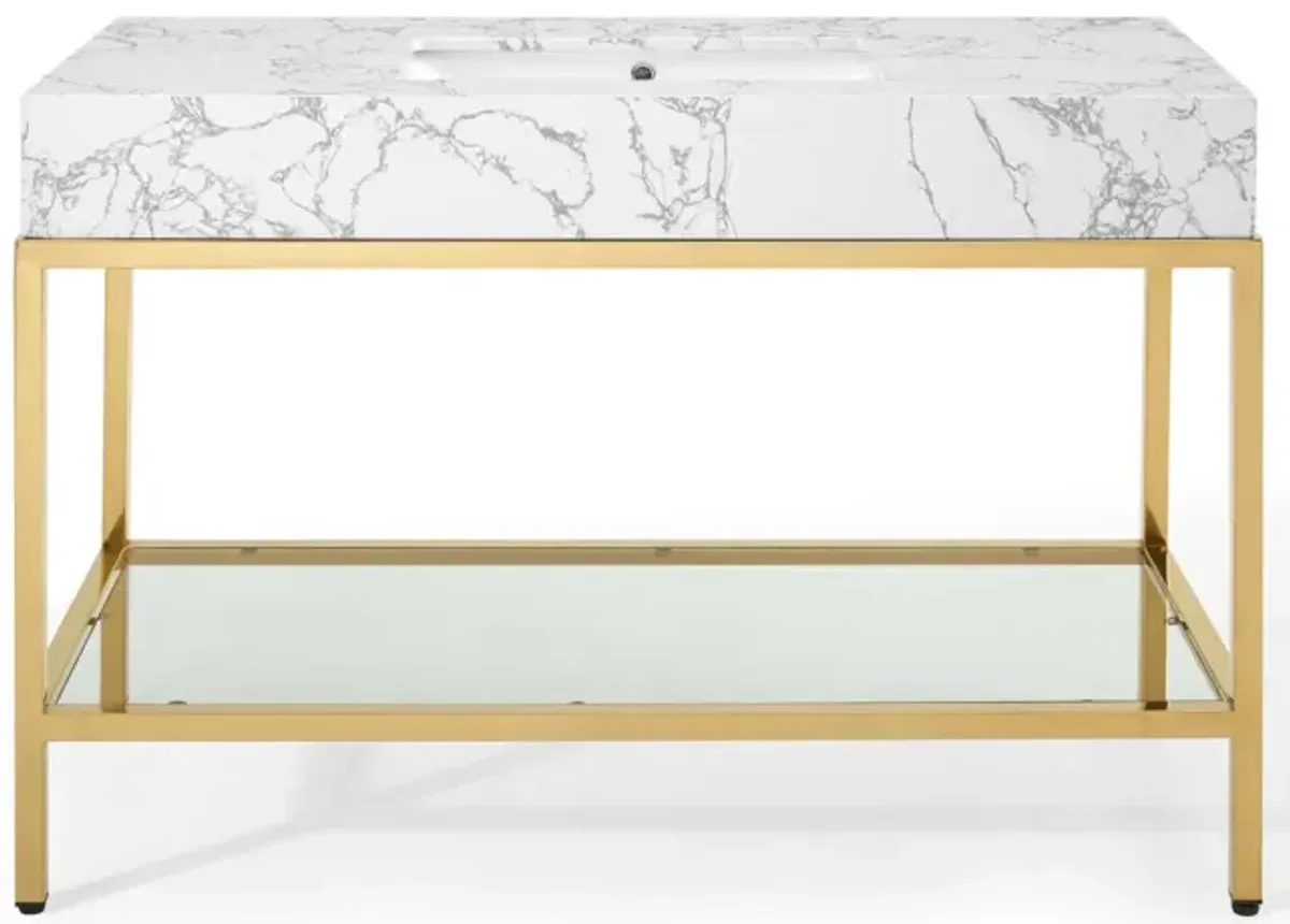 Kingsley 50" Gold Stainless Steel Bathroom Vanity