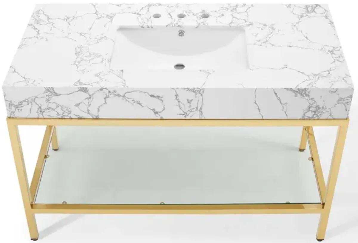 Kingsley 50" Gold Stainless Steel Bathroom Vanity