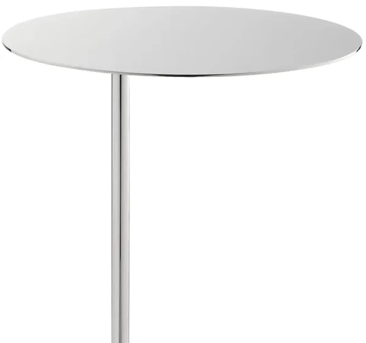 Frank 21 Inch Side End Table, Oval Chrome Steel Top, Genuine Marble Base - Benzara