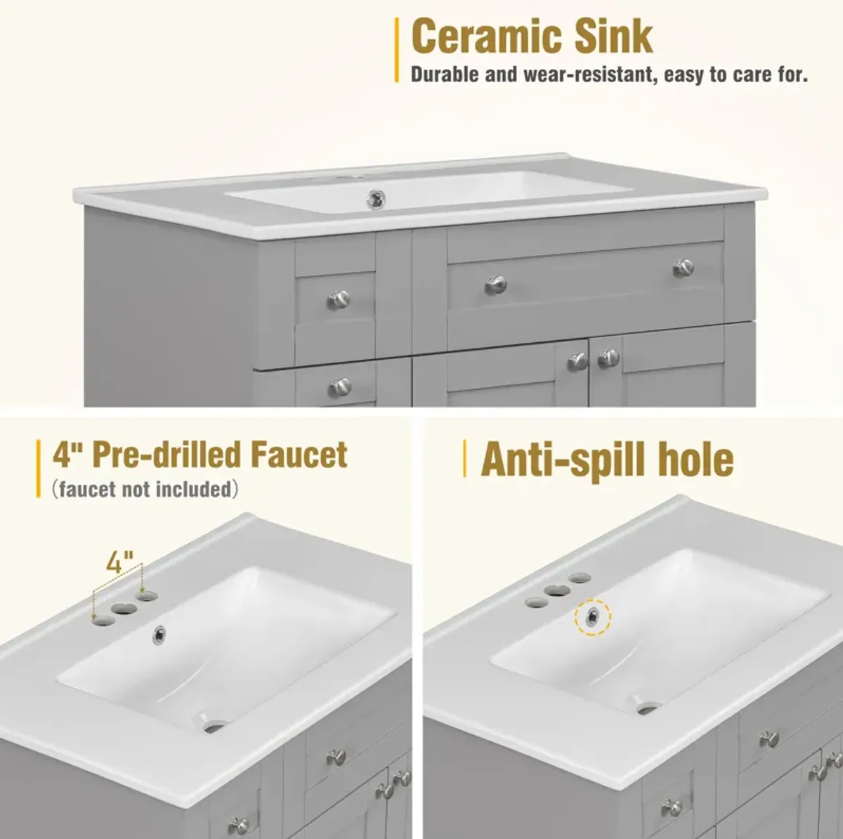 Merax Bathroom Vanity with Ceramic Sink