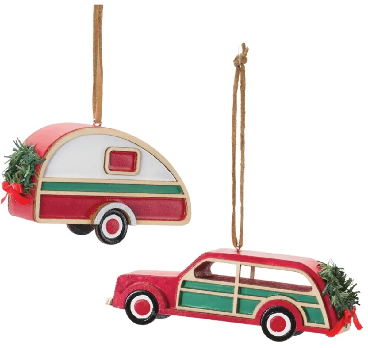 Car and Camper Christmas Ornaments for Holiday Tree Decoration (Set of 12)