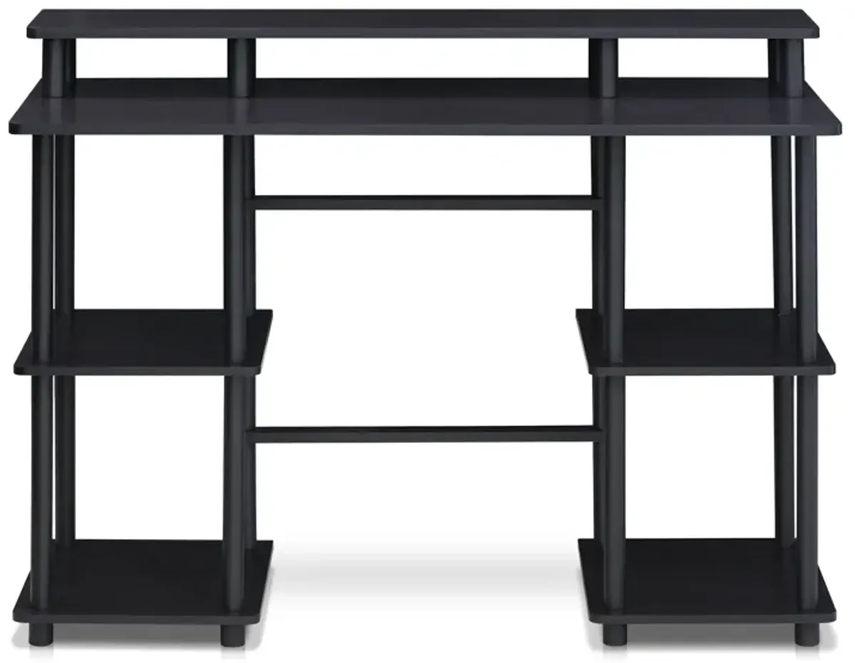 Furinno Furinno Turn-N-Tube Computer Desk with Top Shelf, Espresso/Black 17045EX/BK