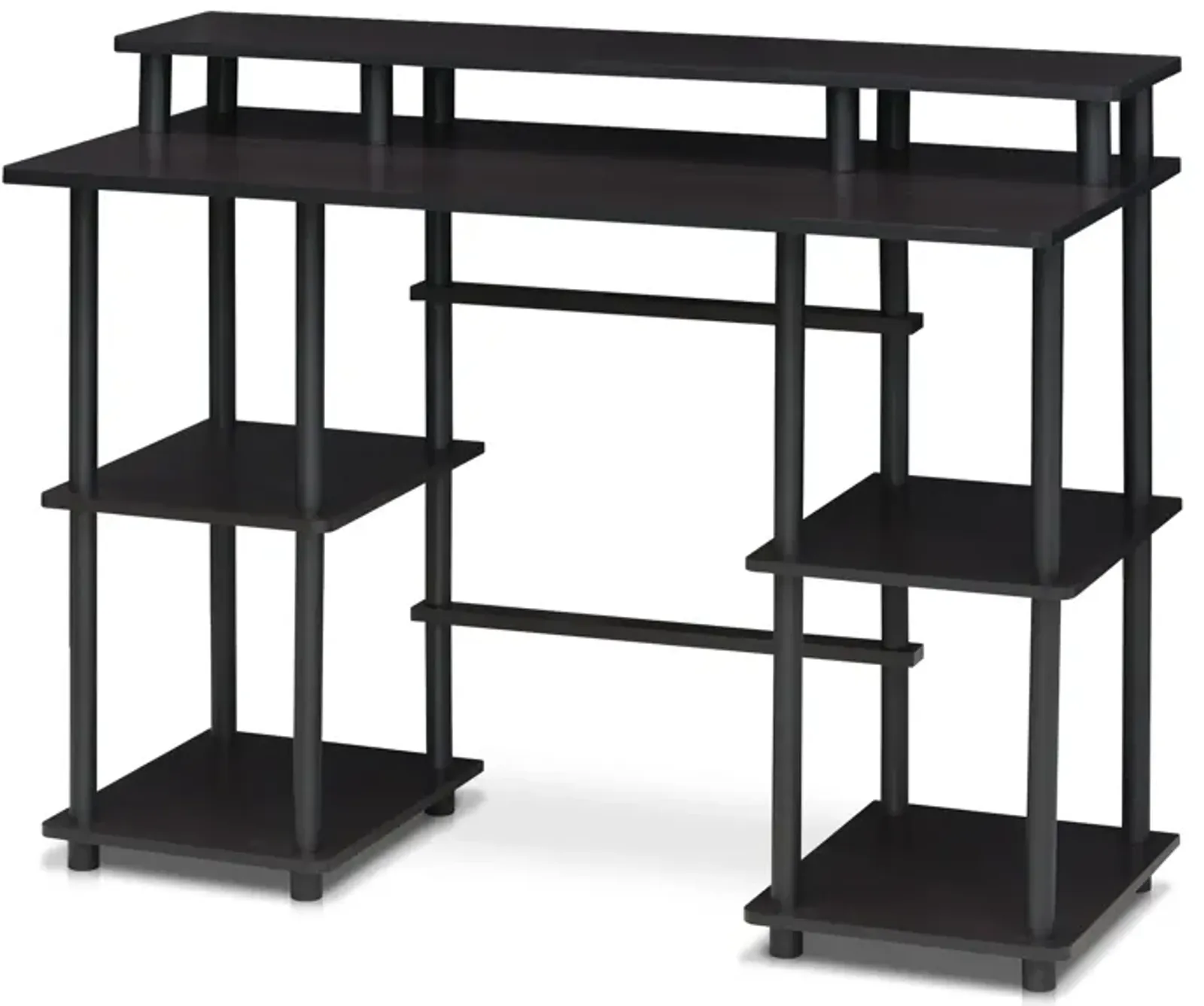 Furinno Furinno Turn-N-Tube Computer Desk with Top Shelf, Espresso/Black 17045EX/BK