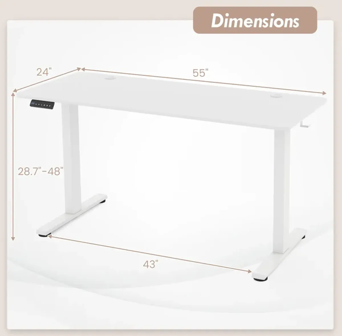 Sit-Stand Home Office Desk with 3 Adjustable Memory Height Settings for Ergonomic Comfort