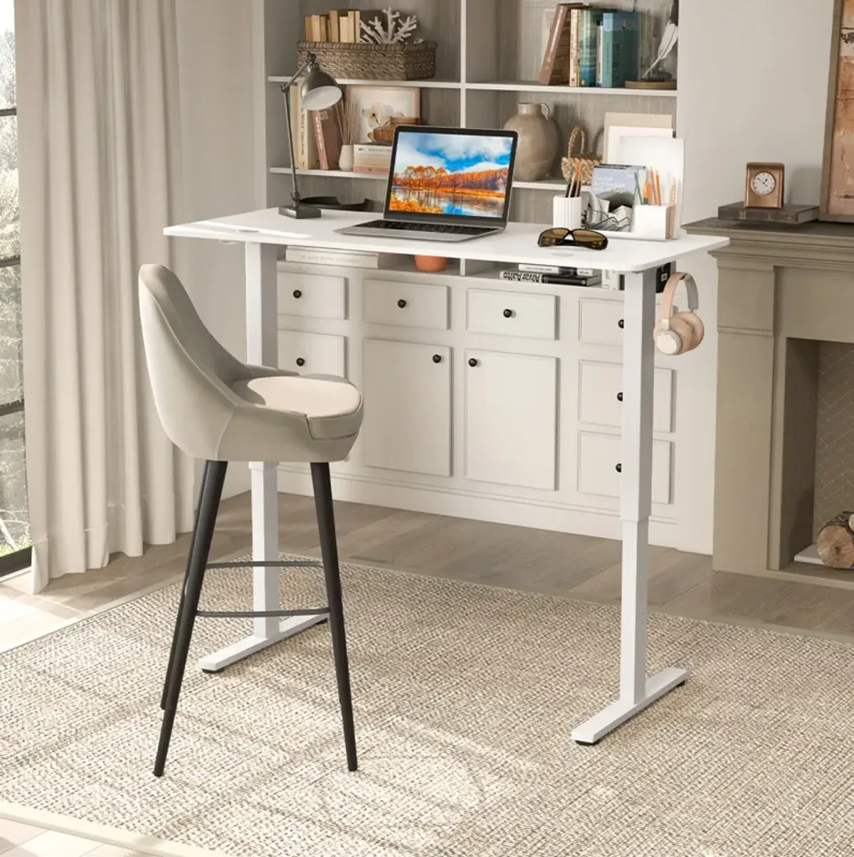 Sit-Stand Home Office Desk with 3 Adjustable Memory Height Settings for Ergonomic Comfort