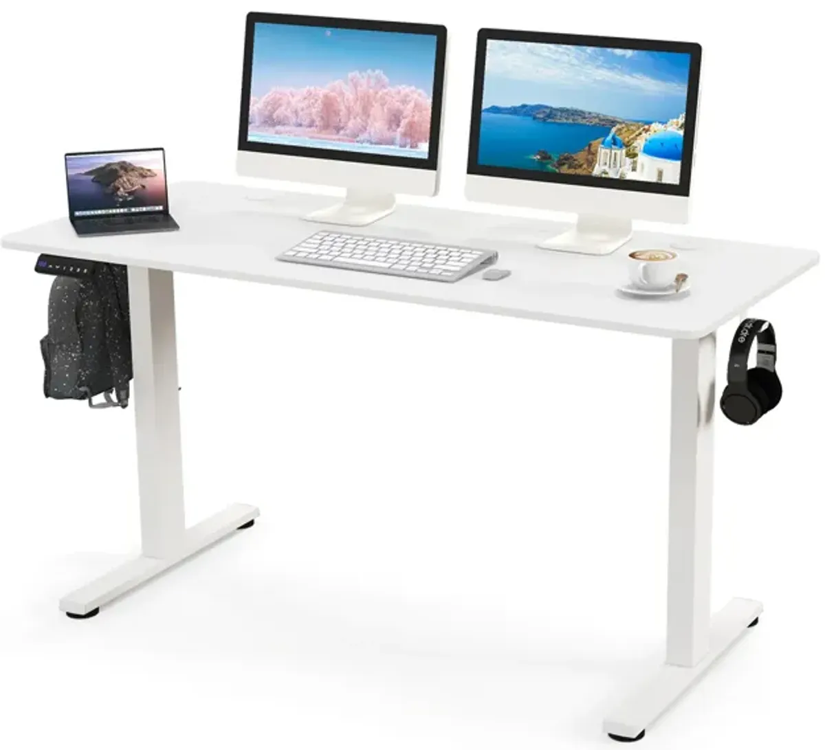 Sit-Stand Home Office Desk with 3 Adjustable Memory Height Settings for Ergonomic Comfort